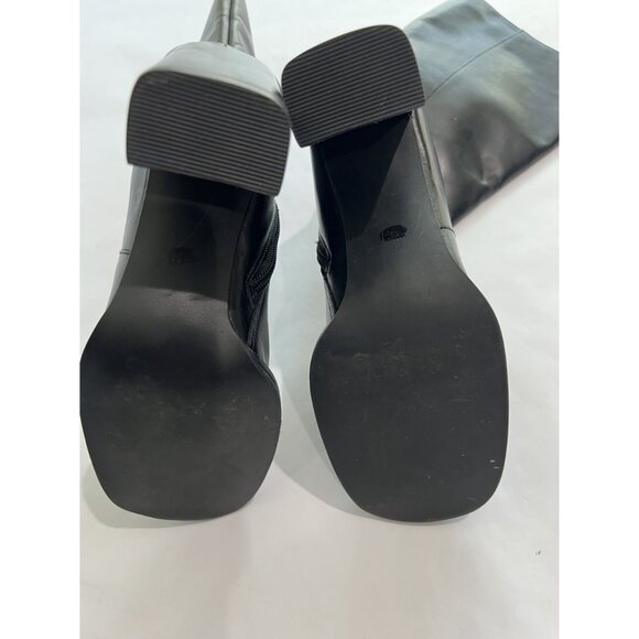 Coup D’etat knee High Heeled Boots in Black - Picture 7 of 8